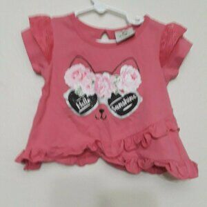 Pink Cat Graphic Kids Top